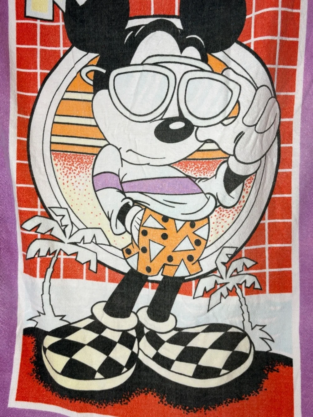 Vintage Walt Disney Cool Mickey Mouse Beach Towel 90s Franco 100% Cotton